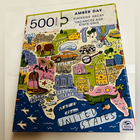 New “Amber Day Stateside Vaca” Map of the US Puzzle 24” x 18” 500 Pieces - Picture 5 of 16